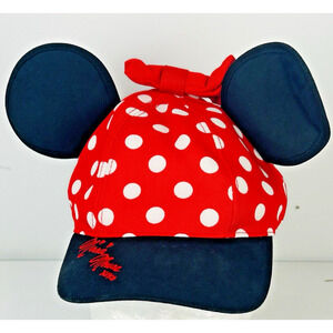 Walt Disney World Minnie Mouse Ears Baseball Cap Red Polka Dot Youth Hat